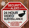 4 PACK -Security Alert 24 HOURS VIDEO SURVEILLANCE Signage
