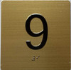 9TH FLOOR Elevator Jamb Plate  With Braille and raised number-Elevator FLOOR 9 number   - The sensation line