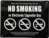 NYC NO SMOKING OR ELECTRONIC CIGARETTES  FOR RESTURANTS Sign