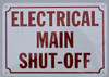 Electrical Main Shut Off Sign