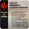 Signage  Fire or emergency elevator operation