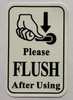 Sign PLEASE FLUSH AFTER USING STICKERS WITH IMAGE