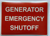 Signage  GENERATOR EMERGENCY STOP Decal/STICKER