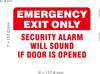 Sign EMERGENCY EXIT ONLY SECURITY ALARM WILL SOUND IF DOOR IS OPENEDDecal/STICKER