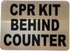 Sign CPR KIT BEHIND COUNTER  - NYC resturant