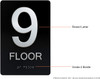HOTEL DIRECTIONAL SIGN BLACK FLOOR NUMBER 9TH FLOOR