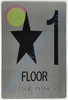 Sign FLOOR NUMBER  Tactile Graphics Grade 2 Braille Text with raised letters