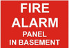 FIRE ALARM PANEL IN BASEMENT SIGN