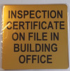 SIGNS INSPECTION CERTIFICATE ON FILE