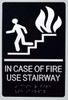 IN CASE OF FIRE USE STAIRS ada