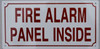 FIRE ALARM PANEL INSIDE SIGN (WHITE