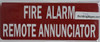 FIRE ALARM REMOTE ANNUNCIATOR SIGN (RED,