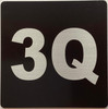 Sign Apartment number 3Q  - UNIT NUMBER 3Q /SUITE 3Q  (BLACK, DOUBLE SIDED TAPE) -Broadway Line