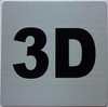 Signage Apartment number 3D  - UNIT NUMBER 3D  (SILVER, DOUBLE SIDED TAPE) -Broadway Line