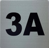 Signage Apartment number 3A  - UNIT NUMBER 3A  (SILVER, DOUBLE SIDED TAPE) -Broadway Line