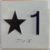 BRAILLE ELEVATOR FLOOR STAR 1 /JAMB PLATE FLOOR SIGN