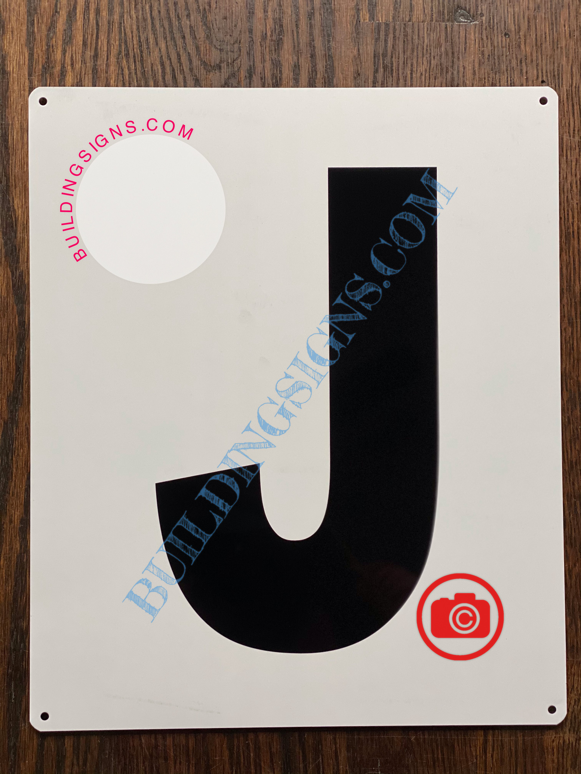 LETTER J SIGN WHITE (ALUMINUM SIGNS 12x10) Parking LOT Number Sign