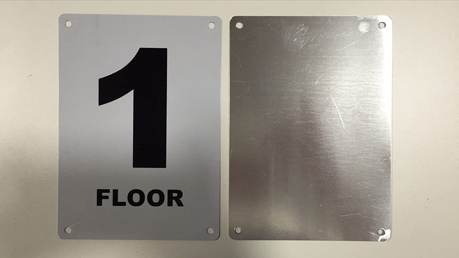 FLOOR NUMBER SIGN FLOOR 1(White, Aluminum, 5x7)El Blanco Line