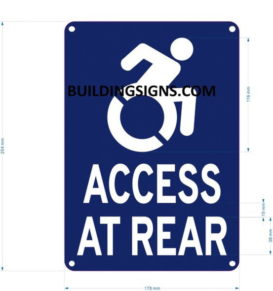 ACCESS AT REAR SIGN- BLUE BACKGROUND