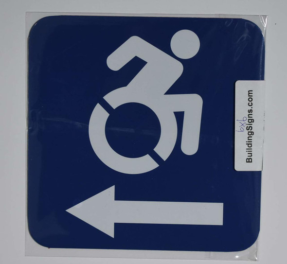 SIGNS ACCESSIBLE LEFT SIGN- BLUE BACKGROUND (ALUMINUM