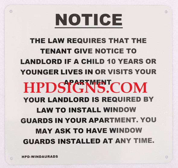WINDOW GUARDS INSTALLED NOTICE