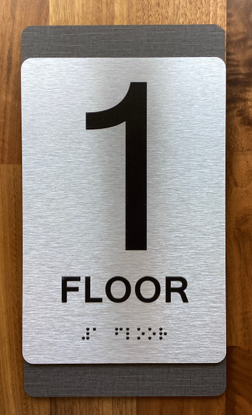 ADA COMPLIANCE FLOOR NUMBER SIGN Charcoal gray fabric