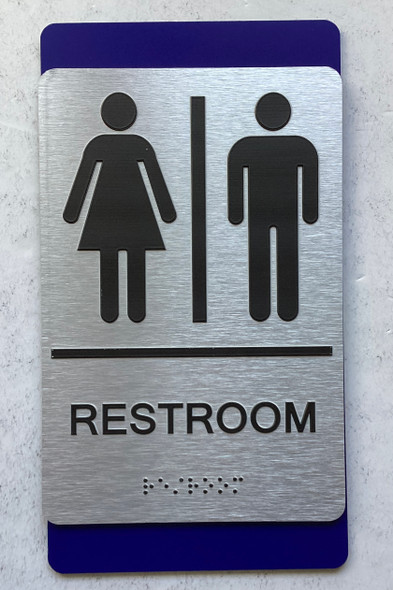 BRAILLE RESTROOM SIGN BLUE