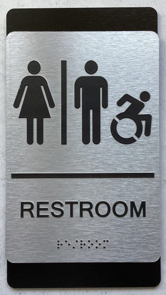 BRAILLE RESTROOM ACCESSIBLE SIGN Black