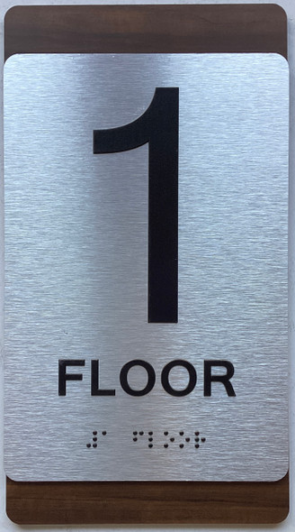 ADA COMPLIANCE FLOOR NUMBER SIGN WALNUT