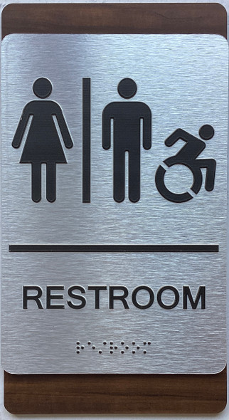 BRAILLE RESTROOM ACCESSIBLE SIGN WALNUT