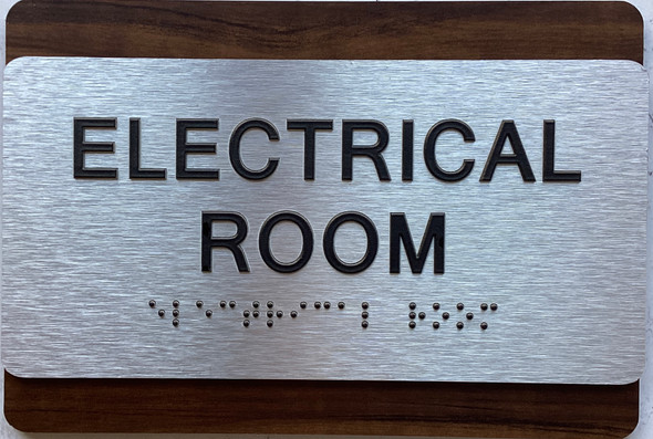 BRAILLE ELECTRICAL ROOM SIGN WALNUT