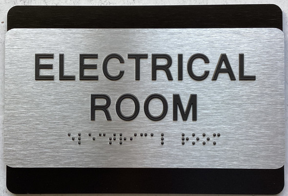 BRAILLE ELECTRICAL ROOM SIGN Black