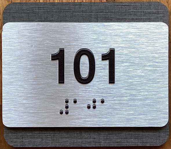 BRAILLE APARTMENT NUMBER SIGN CHARCOAL GRAY