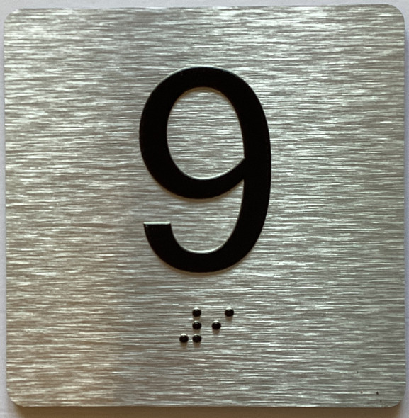 Elevator Floor Number / Elevator Jamb Plate 9 Sign