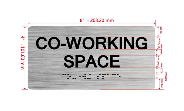 Co-Working Space Sign with Raised Letters & Grade 2 Hpd Sign