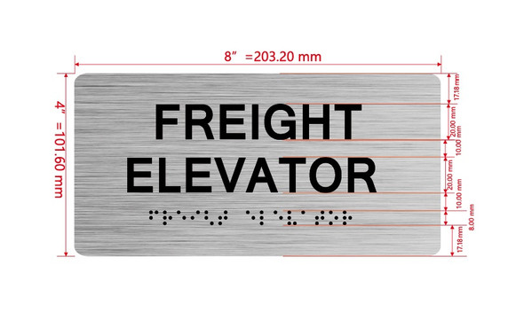 Freight Elevator Sign with Raised Letters & Grade 2 Hpd Sign