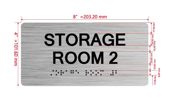 Storage Room 2 Sign with Raised Letters & Grade 2 Hpd Sign