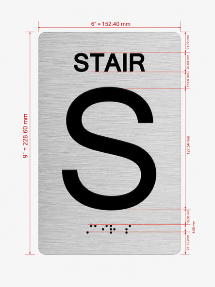 Stair S Sign with Raised Letters & Grade 2 Hpd Sign
