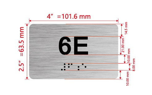 APT# 6E SILVER Ada Sign