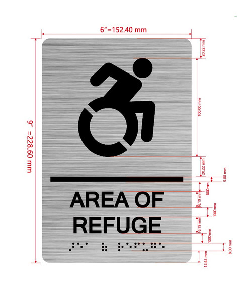 Area Of Refuge With Sign with Raised Letters Compliance Sign