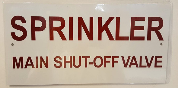 SIGNS SPRINKLER MAIN SHUT-OFF VALVE SIGN- WHITE