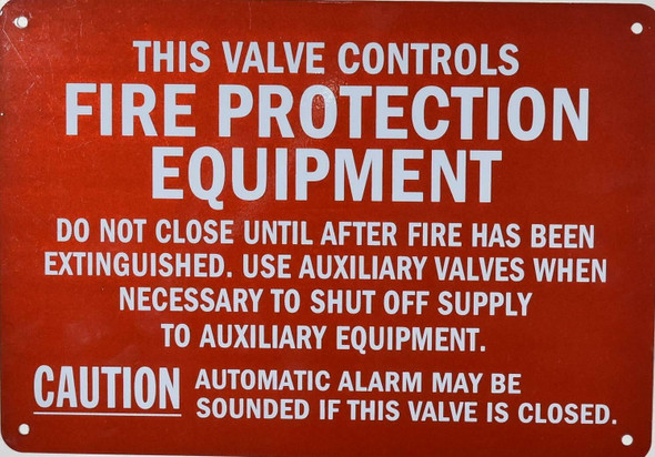 SIGNS FIRE PROTECTION EQUIPMENT CONTROL VALVE SIGN