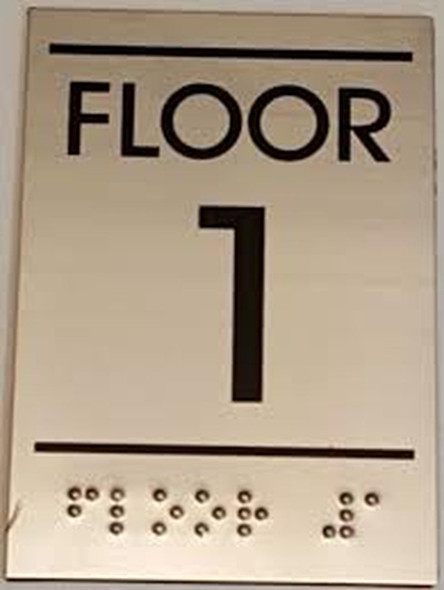 FLOOR NUMBER ONE (1) Sign -Tactile