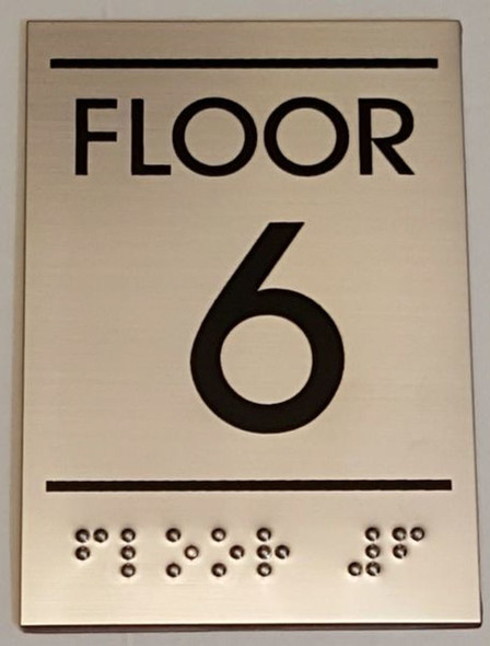 SIGNS FLOOR NUMBER SIX (6) Sign -Tactile