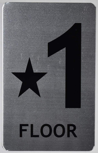 SIGNS Star Floor ONE Number Sign (Brush