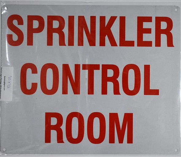 Sprinkler Control Room Sign (White, Reflective,