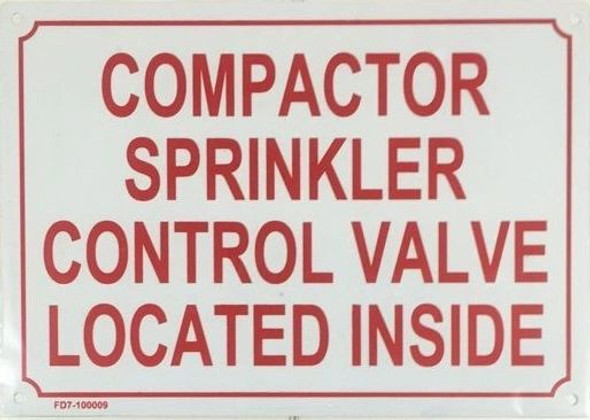 SIGNS Compactor Sprinkler Control Valve Located Inside