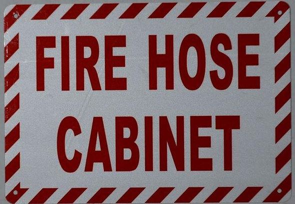 SIGNS FIRE Hose Cabinet Sign (White, Reflective
