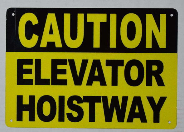 Caution Elevator Hoistway Sign (Reflective,Aluminium, Yellow