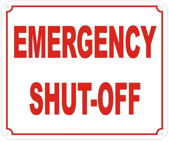 Emergency Shut-Off Sign (WHITE Reflective,Aluminum 10x12)-(ref062020)